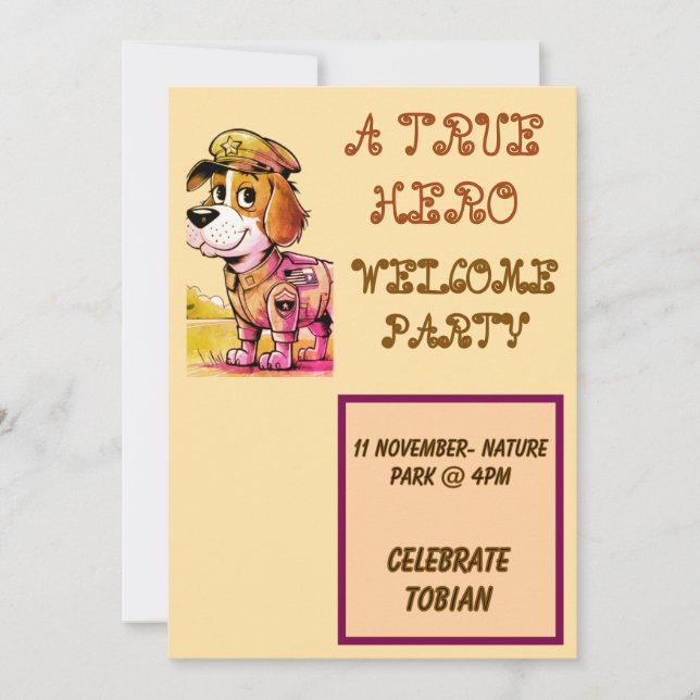 Customizable Hero's Party Flat Invitation (Front)