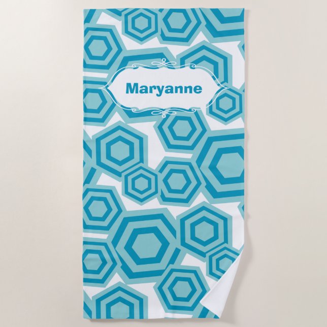 Customizable Hexagons Beach Towel (Front)