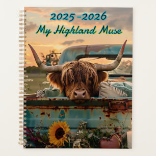 Customizable Highland Rustic Highland Cow Calendar Planner