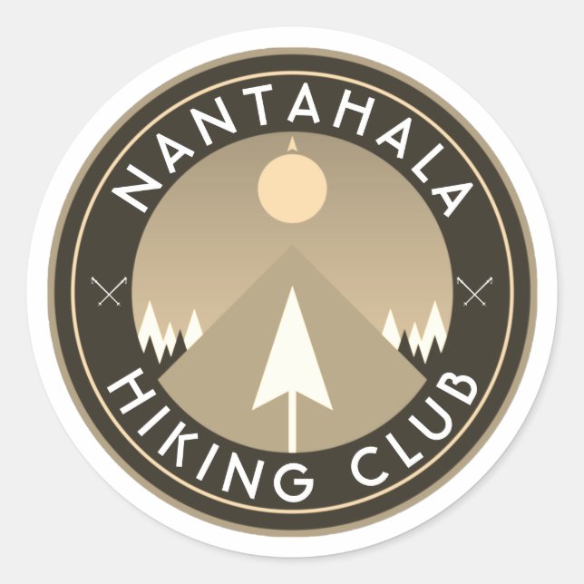 customizable hiking club mountain patch  classic r round sticker (Front)