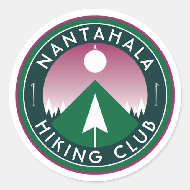 customizable hiking club mountain patch  classic r round sticker (Front)