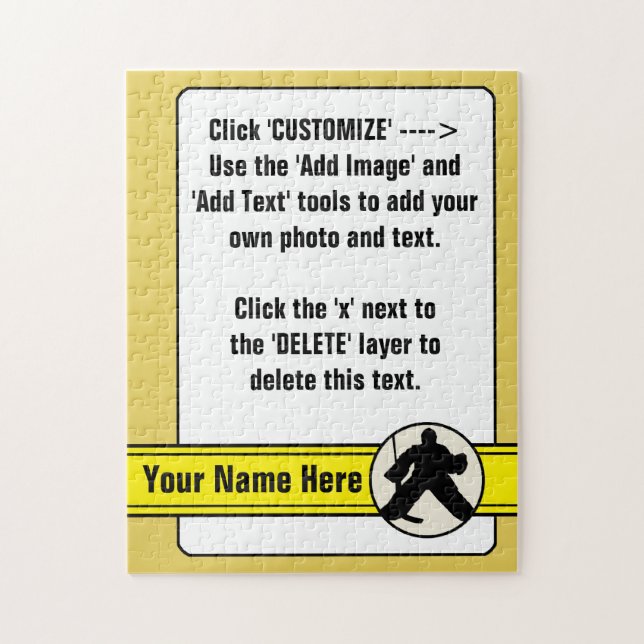 Customizable Hockey Goalie Card Jigsaw Jigsaw Puzzle (Vertical)