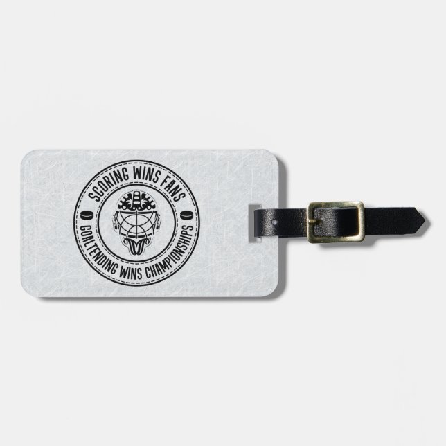 Customizable Hockey Goalie Design Luggage Tag (Front Horizontal)