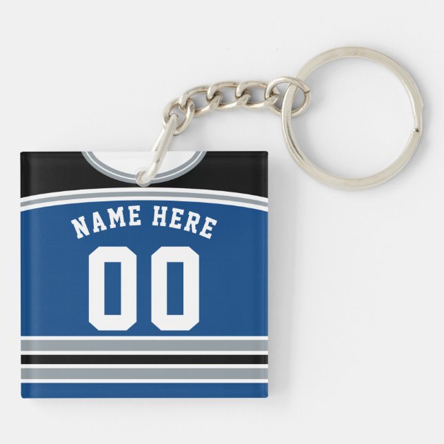 Customizable Hockey Jersey Keyring, Lacrosse Keychain (Back)