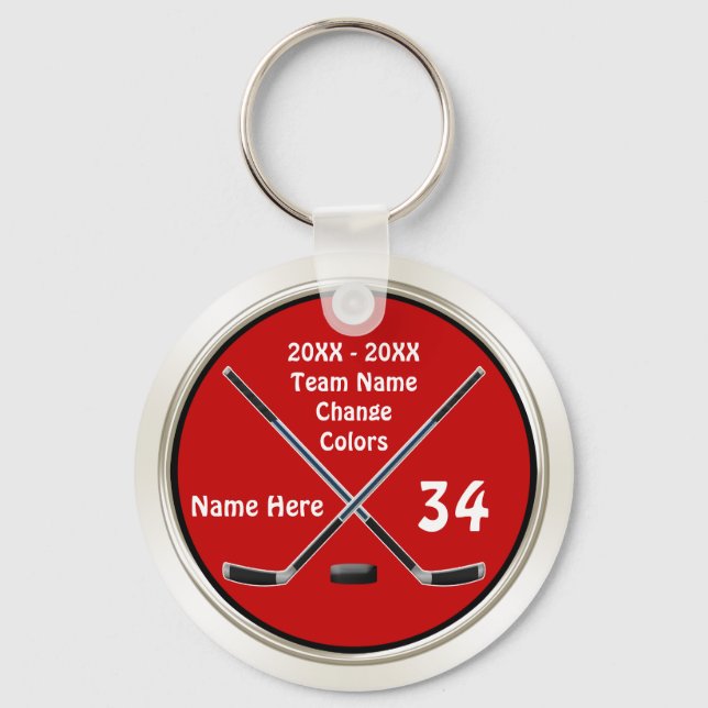 Customizable Hockey Keychains in Your Colours, Tex (Front)