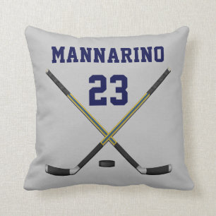 Customizable Hockey Pillow, Change Text and Throw Pillow