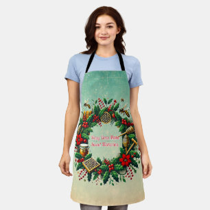 Customizable Holiday Beekeeping Wreath Apron