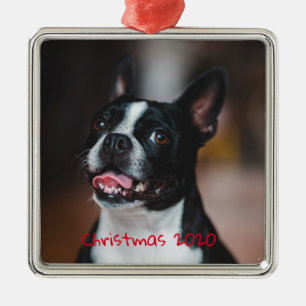 Customizable Holiday Family Pet Dog Metal Ornament