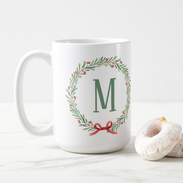 Customizable Holiday Letter and Gift Stickers  Coffee Mug (With Donut)