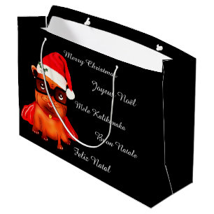 Customizable holiday santa bulldog large gift bag