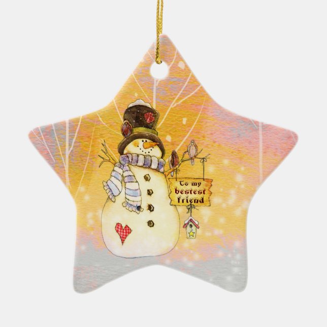 Customizable Holidays - Snowman in a Star Ornament (Front)