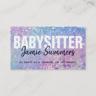 Customizable Holographic Babysitter Business Cards