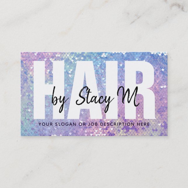 Customizable Holographic Hair Business Cards (Front)