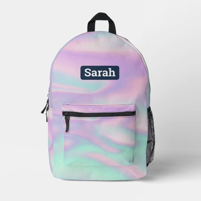 Customizable holographic iridescent backpack (Front)