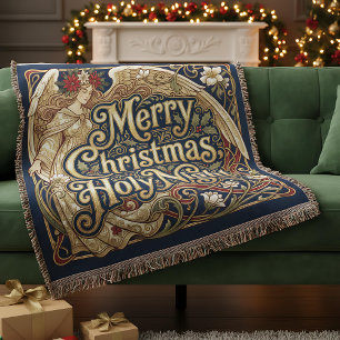Customizable Holy Night Angel Blessing Throw Blanket