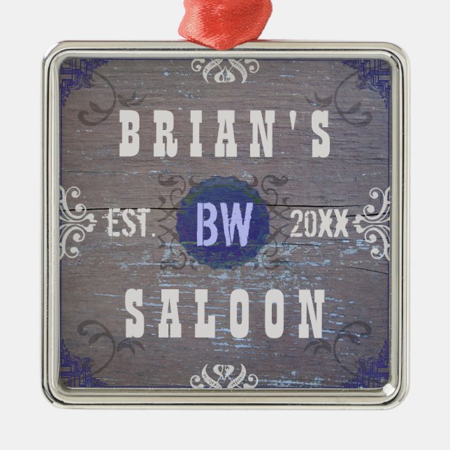 Customizable Home Bar Beer Saloon Metal Ornament (Front)