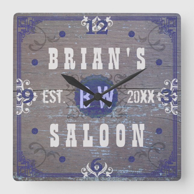 Customizable Home Bar Beer Saloon Square Wall Clock (Front)