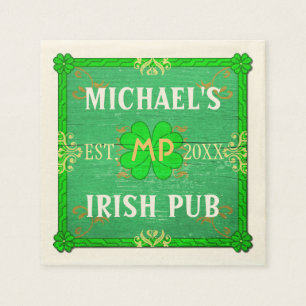 Customizable Home Bar: Green Irish Pub Napkin