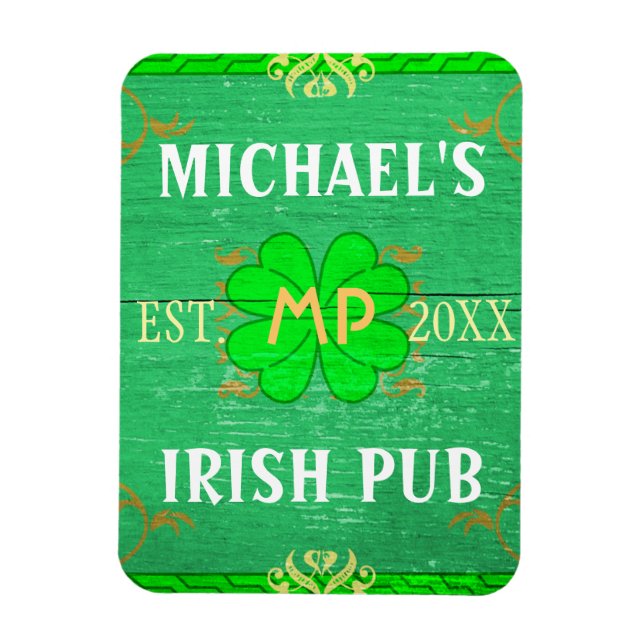 Customizable Home Bar Irish Pub Green Magnet (Vertical)