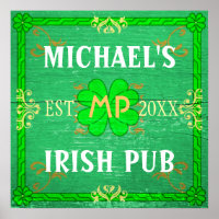Customizable Home Bar Irish Pub Green