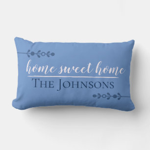 Customizable Home Sweet Home Blue Lumbar Pillow