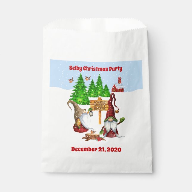 Customizable Home Sweet Home Gnome Winter Scene Favour Bag (Front)