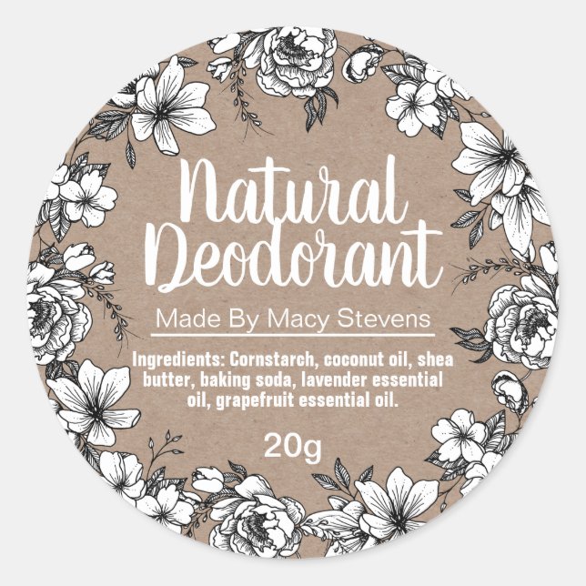 Customizable Homemade Deodorant Label (Front)