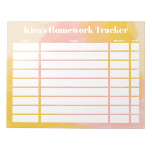 Customizable Homework Tracker Notepad