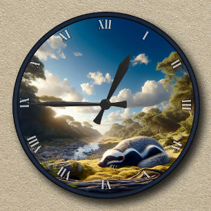 Customizable Honey Badger Round Clock