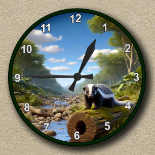 Customizable Honey Badger Round Clock