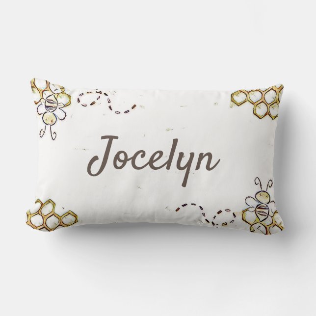 customizable honey bee name pillow (Front)