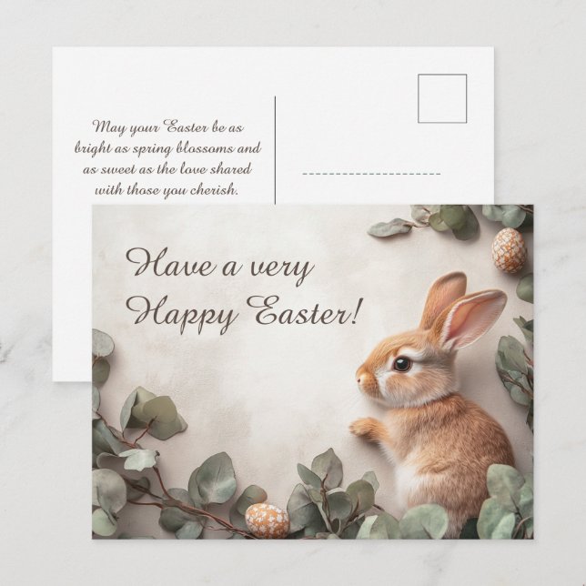 Customizable 🐇Hoppy Easter Delight Holiday Postcard (Front/Back)