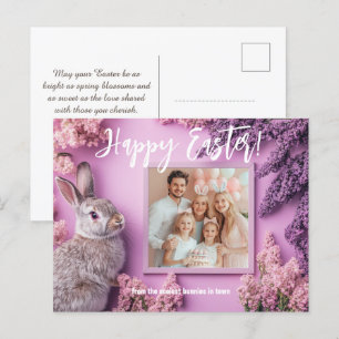 🐰🥚🌸Customizable Hoppy Lilac Dreams Holiday Postcard