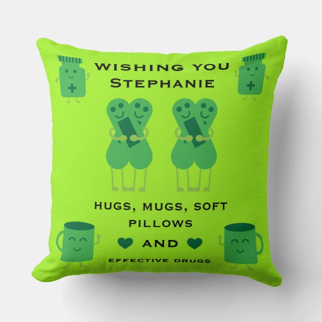Customizable Hospital Recovery Throw Pillow (Front)