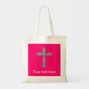 Customizable Hot Pink Cross Tote Bag