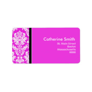 Customizable Hot Pink Damask Address Labels