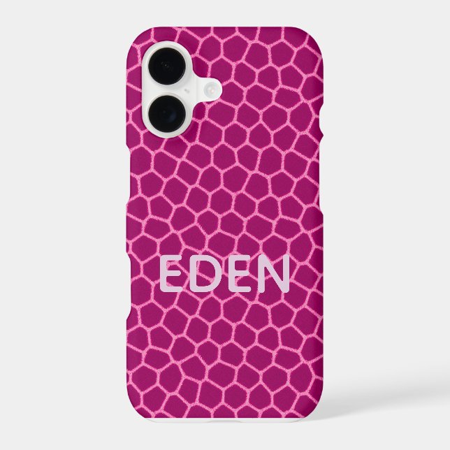 customizable hot pink giraffe print iphone case (Back)