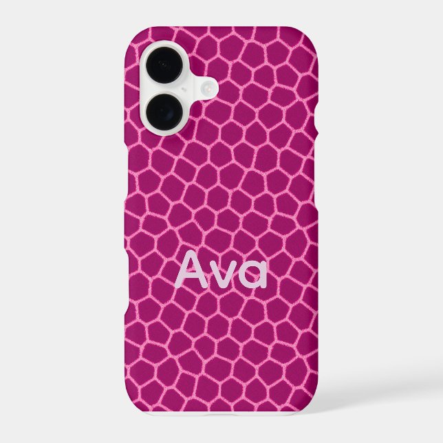 customizable hot pink giraffe print iphone case (Back)