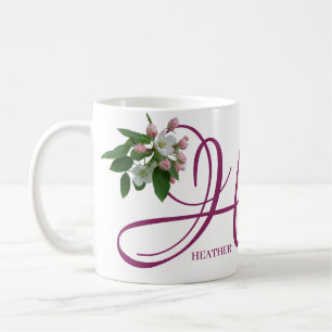 Customizable hot purple crocus flowers H monogram Coffee Mug
