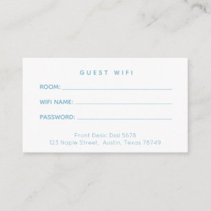 Customizable Hotel Guest Wifi Password Card