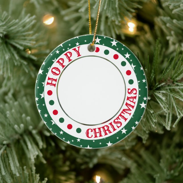 Customizable House Rabbit | Hoppy Christmas Photo Ceramic Ornament (Tree)