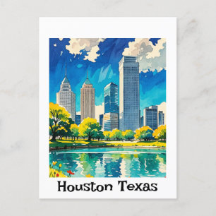 Customizable Houston Texas skyline water colour Postcard