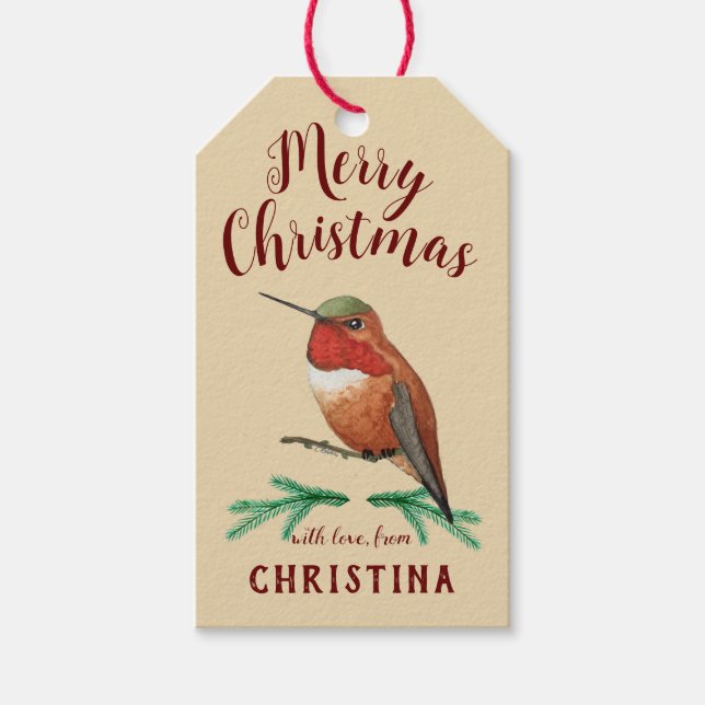 Customizable Hummingbird Gift Tags (Front)