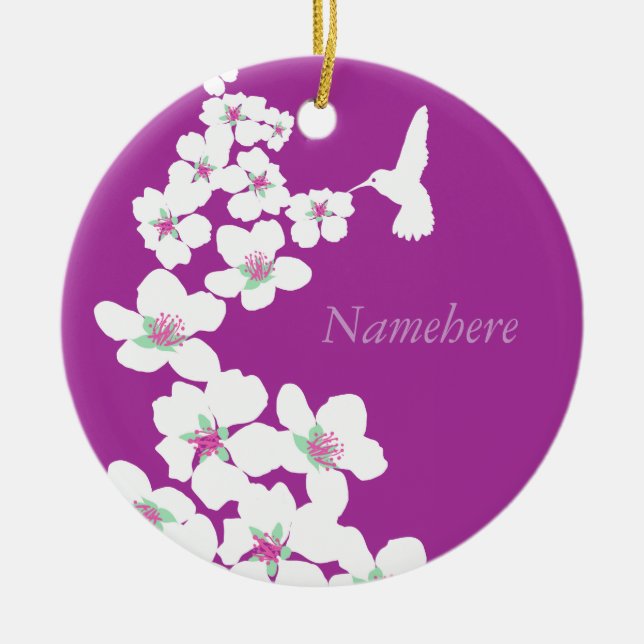 Customizable: Hummingbird pink Ceramic Ornament (Front)