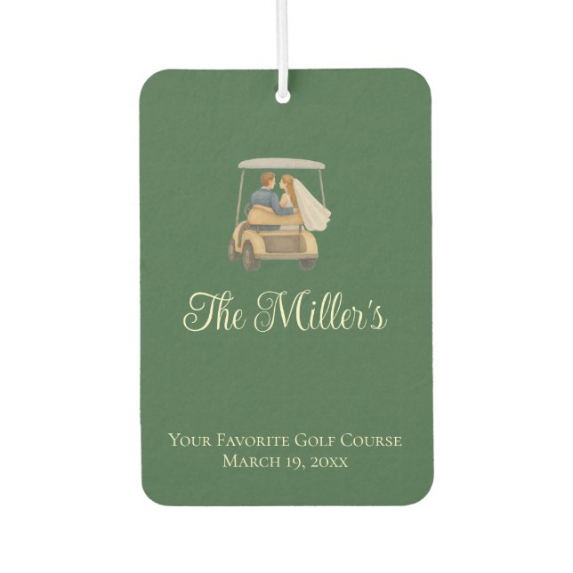 Customizable Hunter Green Golf Course Wedding  Air Freshener (Front)