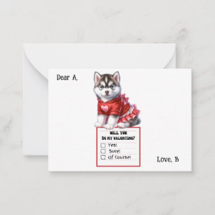 Customizable Husky Puppy Valentine Card