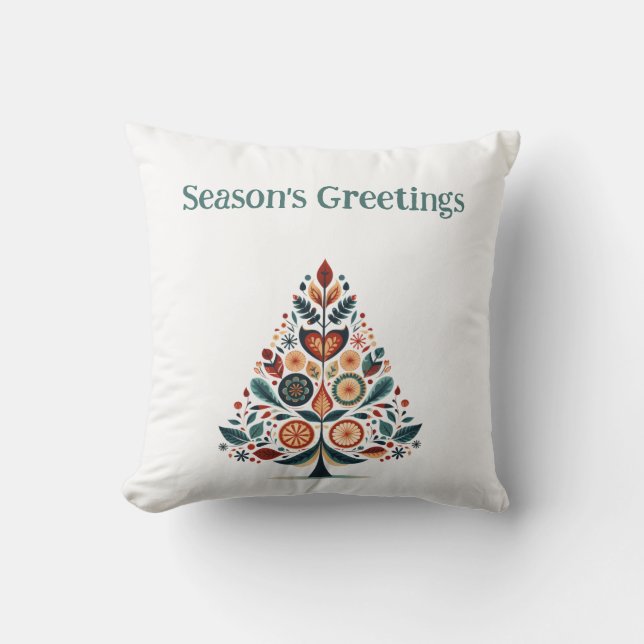 Customizable Hygge  Minimalist Christmas Throw Pillow (Front)