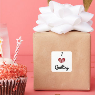 Customizable I heart Quilling 1.5" Square Stickers
