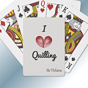 Customizable I (heart) Quilling Playing Cards