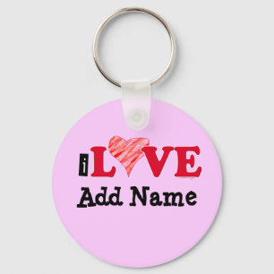 Customizable I Love Blank T-shirts and Gifts Keychain